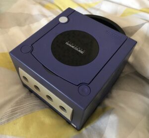 a purple Nintedo GameCube