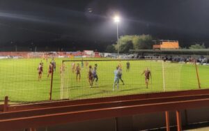 Alfreton Town's home ground, the Impact Arena, mid-match